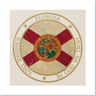 Vintage Florida State USA United States of America American Flag Posters and Art